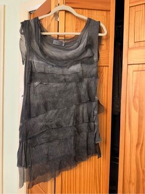 Tina Stephens Women's Charcoal Layered Sleeveless Top